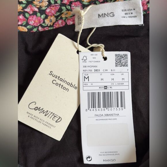 Mango Floral High Waisted Colorful Textured Lined Mini Skirt. Medium. NEW. - Picture 7 of 11